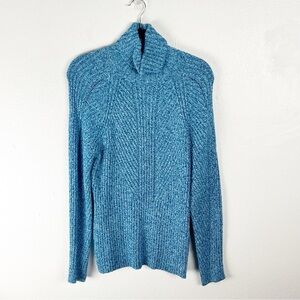 SUNDANCE Teal Cotton Silk Blend Knit Long Sleeves Turtleneck Tunic Sweater Large